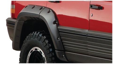 Black Jeep Cutout Style Textured Finish 4-Piece Fender Flare Set For 1993-1998 Jeep Grand Cherokee Bushwacker