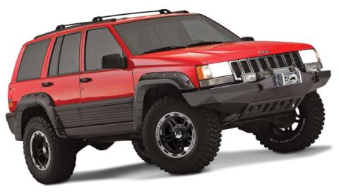 Black Jeep Cutout Style Textured Finish 4-Piece Fender Flare Set For 1993-1998 Jeep Grand Cherokee Bushwacker
