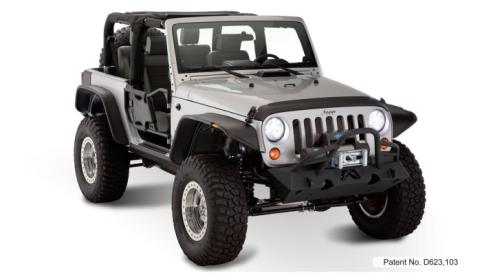 Black Jeep Flat Style Textured Finish 4-Piece Fender Flare Set For 2007-2018 Jeep Wrangler JK 2-Door Bushwacker