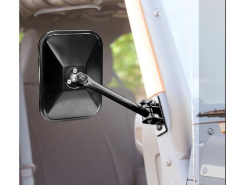 Quick Release Mirror Kit Rectangular Black 97-18 Wrangler TJ/JK Rugged Ridge