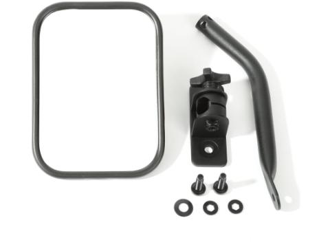 Quick Release Mirror Rectangular Textured Black 97-18 Jeep Wrangler Rugged Ridge