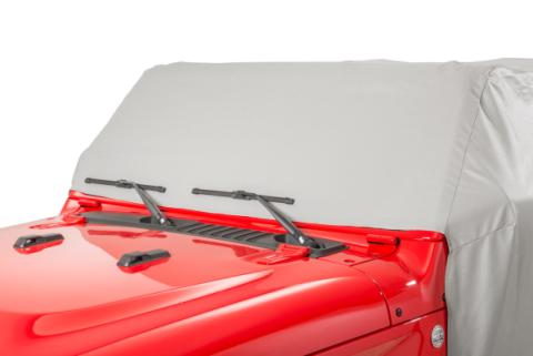 Full Door Cab Cover 2018-2024 Jeep JLU Wrangler 4Dr W/Factory Soft Top Folded Down Gray Denim MasterTop