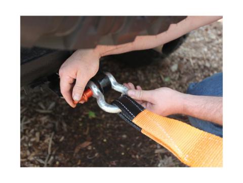 D-Ring Shackle Kit 5/8 Inch Silver/Red Pin Steel Pair Rugged Ridge