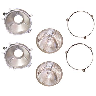 Head Light Set Includes 2 Housings/Head Lights/Retaining Rings Fit 72-83 CJ5, 72-75 CJ6, 76-86 CJ7 And 81-86 CJ8 Scrambler OMIX