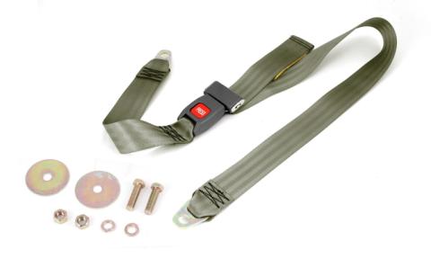 Lap Seat Belt 60 Inch Non-Retractable Olive Drab Belt Mounting Hardware Included 1987-1995 Jeep Wrangler YJ OMIX