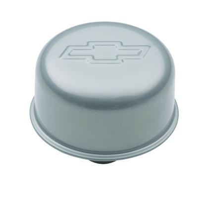 Engine Valve Cover Breather 3 Inch Diameter Bowtie Logo Push-In Style Chrome Chevrolet Performance Parts