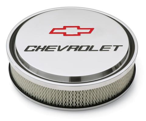 14 Inch Air Cleaner Kit Alunimum Polished Recessed Chevy and Bowtie Emblems Chevrolet Performance Parts