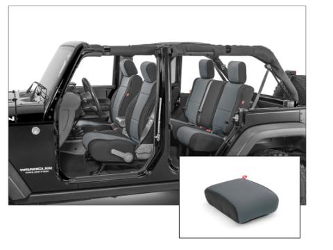 Jeep Wrangler Neoprene Seat Covers Front And Rear with Free Center Console Cover for 13-18 Wrangler Unlimited JK Charcoal Diver Down