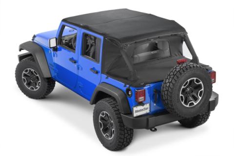 Jeep JK Combo For Soft Top Equipped Cable Style Bimini Top Plus 10-18 Wrangler JK 4 Door w/s Header WindStopper Plus and Tonneau MasterTwill MasterTop