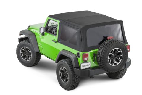 MasterTwill Full Hardware Top Tinted Glass For 07-18 Jeep Wrangler JK 2 Dr Black Master Twill Mastertop