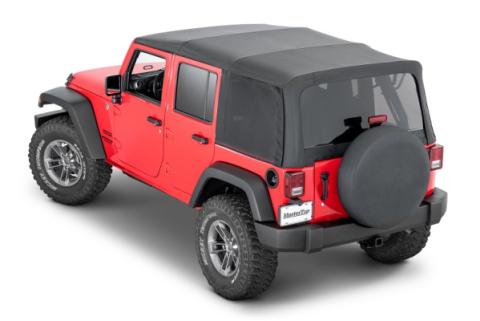 Mesh Trail Screens 2010-2018 4 Dr JKU Wrangler with Factory Original or MasterTop Soft Top 3 Piece Kit Black Mesh MasterTop