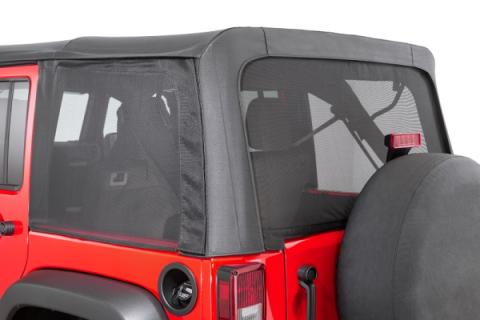 Mesh Trail Screens 2010-2018 4 Dr JKU Wrangler with Factory Original or MasterTop Soft Top 3 Piece Kit Black Mesh MasterTop