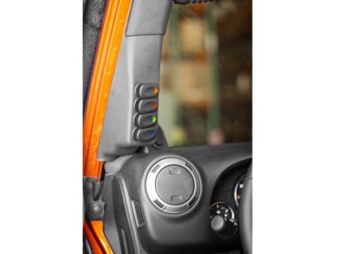 Switch Pod Kit A-Pillar 4 Switches Textured Gray LHD 11-18 Wrangler JK Rugged Ridge