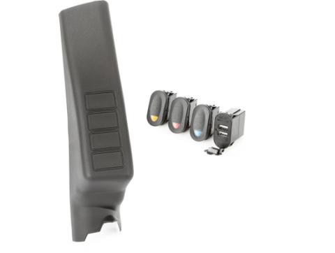 Switch Pod Kit A-Pillar 3 Switch Dual USB Connector 11-18 JK/JKU Rugged Ridge