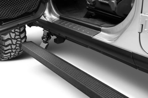 RealTruck VoltStep Electric Running Board Kit Protective Bedliner Coating 2018-2026 Jeep Wrangler Go Rhino