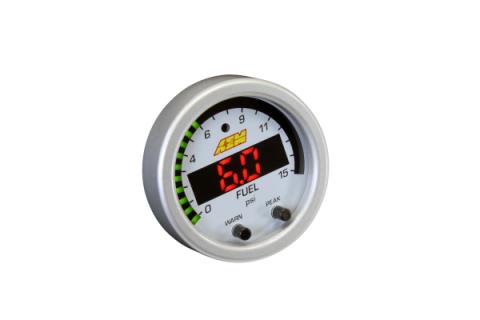X-Series Pressure Gauge Kit 0-15 PSI Black Bezel and Black Boost/Fuel Faceplate AEM Electronics