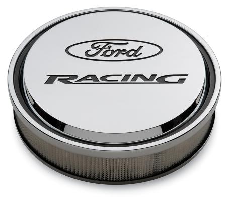 Slant-Edge Alunimum Air Cleaner Kit Chrome Recessed Painted Emblems 13 Inch Ford Racing