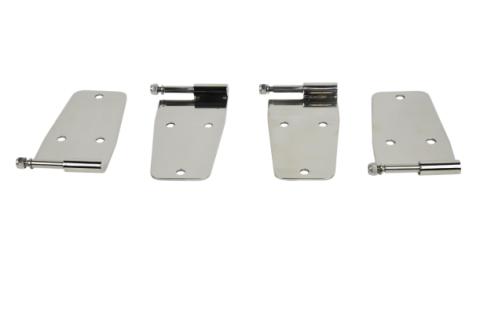 Jeep CJ/YJ Hardtop Door Hinge Set Without Mirror Holes 4 Pieces 76-93 CJ and Wrangler YJ Polished Silver Kentrol