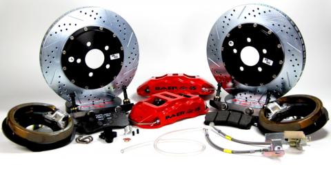 Brake System 14 Inch Rear Extreme+ with Park Brake Red Buick/Olds/Pontiac 10/12 Bolt BAER Brakes