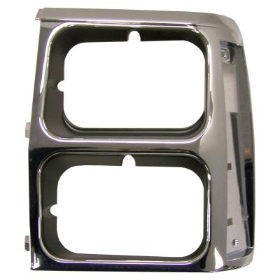 Left Dual Headlight Bezel for 84-90 Jeep XJ Cherokee, Plastic, Black &amp; Chrome Crown Automotive