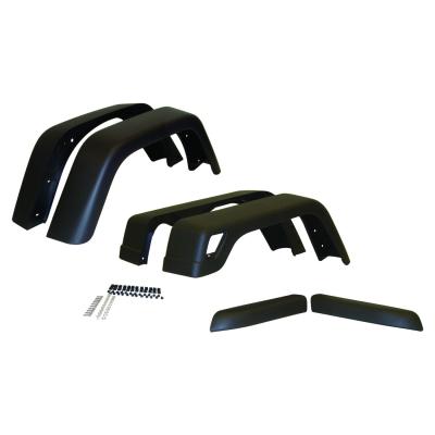 6-Piece 97-06 TJ Wrangler Wide Fender Flare Kit, Black Textured, 6-5/8 Inch Width Crown Automotive