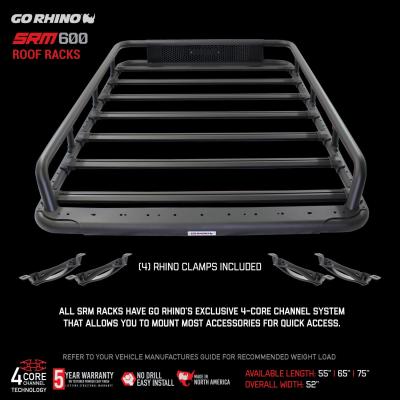 SRM600 65 Inch Tubular Basket Style Roof Rack Textured Black Go Rhino