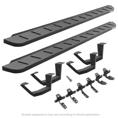 RB10 Running Boards With Mounting Brackets &amp; 2 Pairs of Drop Steps Kit Textured Black 2020-2025 Jeep Gladiator Go Rhino