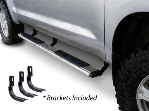 5 Inch OE Xtreme Low Profile SideSteps With Mounting Bracket Kit Polished Stainless Steel 2020-2025 Jeep Gladiator Go Rhino