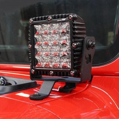 XE Windshield Cowl Light Mount For a 6 Inch X 6 Inch Q4 Series Cube LED Textured Black 2018-2026 Jeep Wrangler JL 2020-2025 Jeep Gladiator Go Rhino