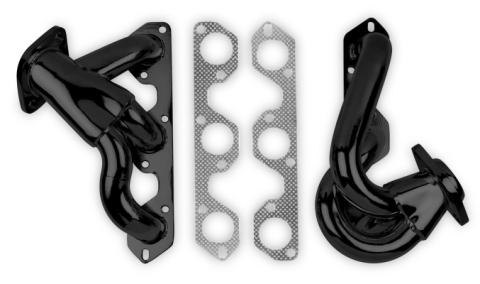 Shorty Headers Black Painted 2007-2011 Jeep Wrangler Jk 2WD/4WD V6-3.8L Tube Size 1-5/8 Inch O.D. Collector O.D 2-1/2 Inch  Black Paint FlowTech