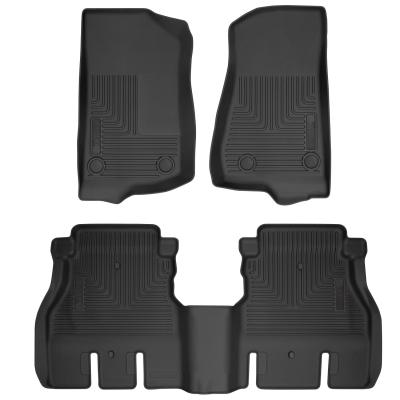 Weatherbeater Front &amp; 2nd Seat Floor Liners For 18-Present Jeep Wrangler JL 4 Husky Liners