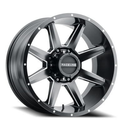 Aluminum Wheels 22x10 Stryker 954M Milled-Dimples Satin Black -19 Offset 8 on 170 Bolt Pattern 125.2 Bore Raceline