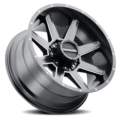Aluminum Wheels 22x12 Stryker 954M Milled-Dimples Satin Black -44 Offset 8 on 170 Bolt Pattern 125.2 Bore Raceline