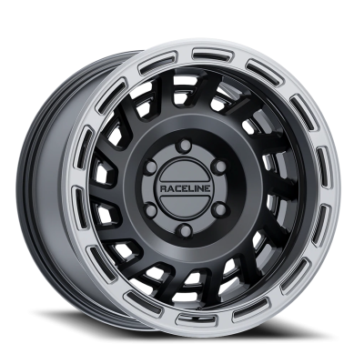 Aluminum Wheels 17x9 Halo 957BS Satin Black Silver Ring -12 Offset 6 on 135 Bolt Pattern 87.1 Bore Raceline