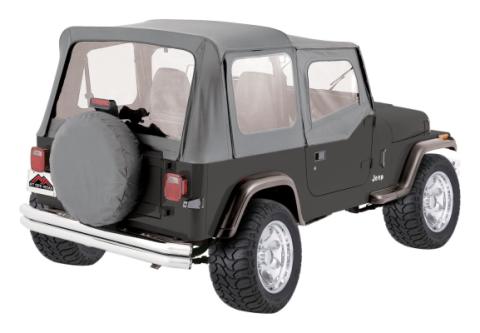 Complete Gray Denim Soft Top for YJ Wrangler w/ Soft Upper Doors RT Off Road