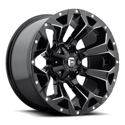 Aluminum Wheels 18X9 Assault D576 5 On 114.3/5 On 127 Gloss Black/Milled 78.1 Bore 1 Offset 8 Spoke45 Lbs  Fuel Off Road Wheels