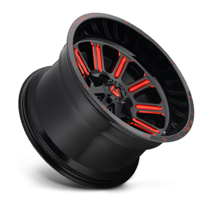 Aluminum Wheels 20X9 Hardline D621 8 On 165.1 Gloss Black/Candy Red 125.2 Bore 20 Offset Fuel Off Road Wheels