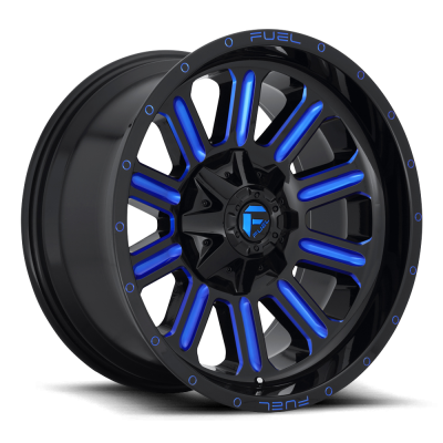 Aluminum Wheels 20X10 Hardline D646 8 On 180 Gloss Black/Candy Blue 124.3 Bore -18 Offset Fuel Off Road Wheels