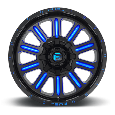 Aluminum Wheels 20X10 Hardline D646 8 On 180 Gloss Black/Candy Blue 124.3 Bore -18 Offset Fuel Off Road Wheels