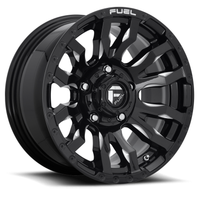 Aluminum Wheels 20X9 Blitz D673 5 On 150 Gloss Black Milled 110.1 Bore 20 Offset Multi Spoke 37 Lbs Fuel Off Road Wheels