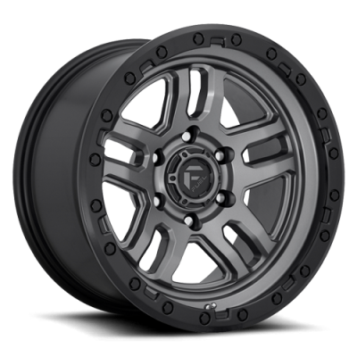 Aluminum Wheels 17X9 AMMO D701 6 On 139.7 Matte Gunmetal Gray W/Black Bead Ring 106.1 Bore 1 Offset 5 Spoke Fuel Off Road Wheels