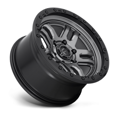 Aluminum Wheels 17X9 AMMO D701 6 On 139.7 Matte Gunmetal Gray W/Black Bead Ring 106.1 Bore 1 Offset 5 Spoke Fuel Off Road Wheels