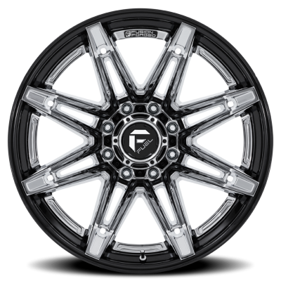 Aluminum Wheels 20X10 Brawl FC401PB 6 On 139.7 Chrome/Gloss Black Lip 106.1 Bore -18 Offset Fuel Off Road Wheels
