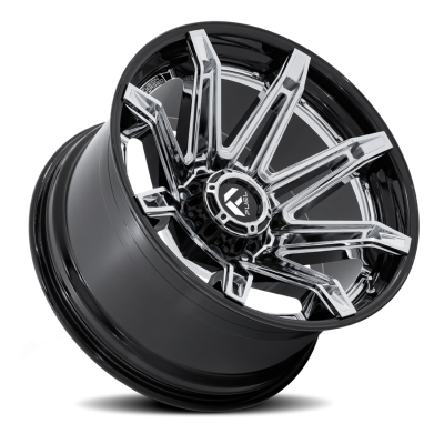 Aluminum Wheels 24X12 Brawl FC401PB 8 On 180 Chrome/Gloss Black Lip 124.2 Bore -44 Offset Fuel Off Road Wheels