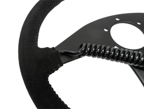 Heated Flat Suede Steering Wheel, Black PRP Seats