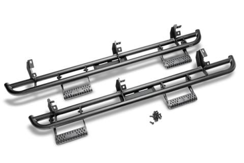 RKR Step System Full Length (1 Step Mount/1 Step per Side) 1.75 Inch Rails 2007-2018 Jeep Wrangler JK 4-Door Textured Black NFab