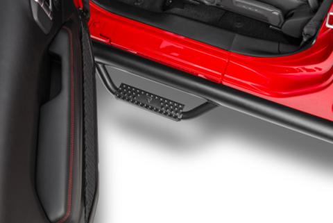 Nerf Step Bar Wheel-to-Wheel (2 Steps per Side) 3 Inch Main Tube Diameter 2018-2026 Jeep Wrangler JL 4-Door Textured Black NFab