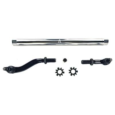 Apex Chassis Heavy Duty 2.5 Ton Flipped Drag Link Assembly in Polished Aluminum Fits: 19-22 Jeep Gladiator JT 18-22 Jeep Wrangler JL. Note: This FLIP kit fits Dana 44 &amp; Dana 30 axles with a lift exceeding 4.5 inches. Requires drilling the knuckle.
