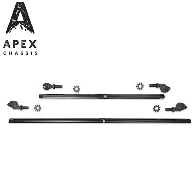 Apex Chassis Heavy Duty 1 Ton Tie Rod &amp; Drag Link Assembly in Steel Fits: 07-18 Jeep Wrangler JK JKU Rubicon Sahara Sport. Note this NO-FLIP kit fits vehicles with a lift of 3.5 inches or less