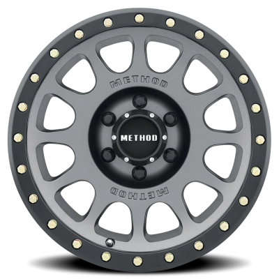 Aluminum Wheels 18x9 NV MR305 Bolt Pattern 6 On 139.7 Offset -12 Lip Size 1.46 Titanium TT Matte Black Lip Method